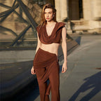 Damen Elegantes Ensemble mit fließendem Oberteil und weitem Bein R&B