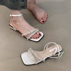 Damen elegante Sandalen mit glitzernden Schmuckdetails und bequemer Sohle R&B