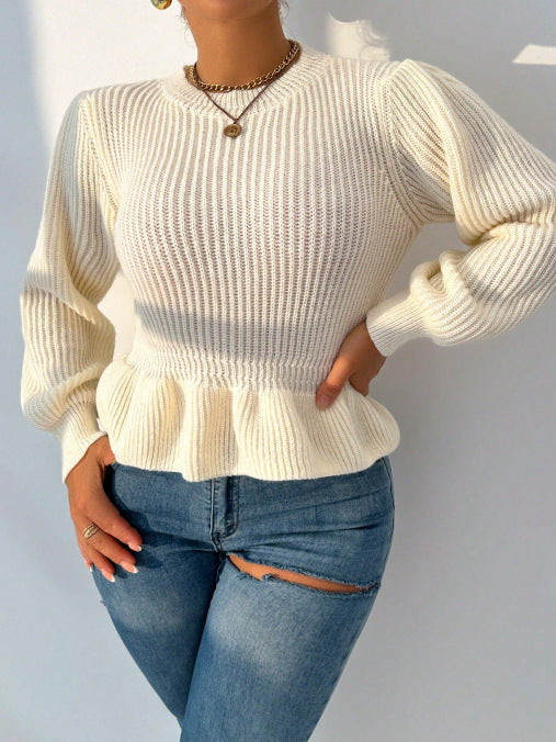 R&B | Rüschenbesetzter Schößchen-Pullover