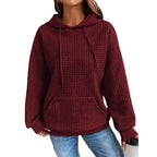 Damen lässiger Hoodie mit strukturierter Oberfläche und praktischer Kängurutasche R&B