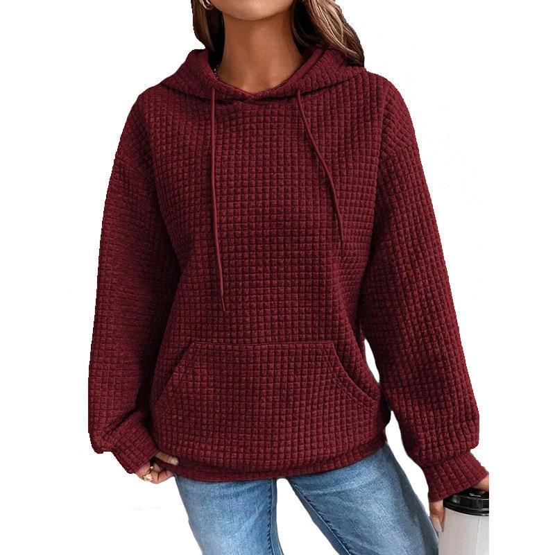 Damen lässiger Hoodie mit strukturierter Oberfläche und praktischer Kängurutasche R&B