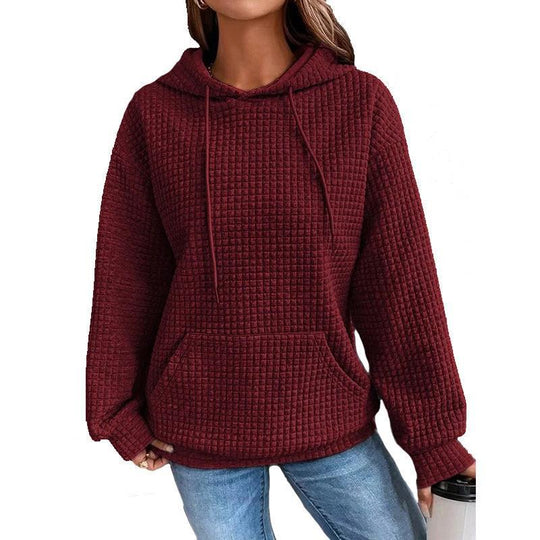 Damen lässiger Hoodie mit strukturierter Oberfläche und praktischer Kängurutasche R&B