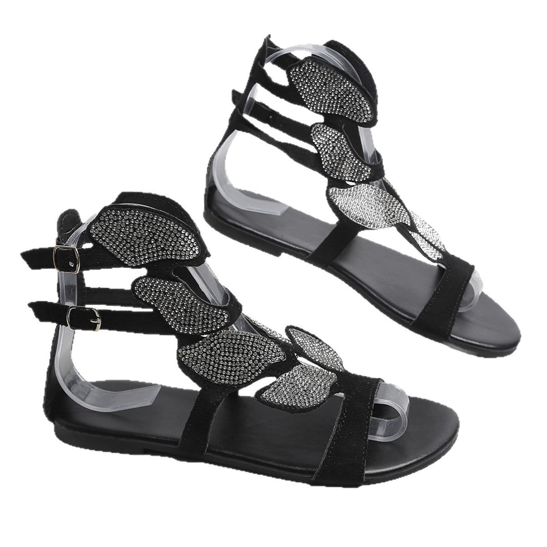 Damen elegante Sandalen mit funkelnden Strassapplikationen und modernem Riemendesign R&B