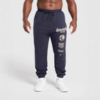 Herren nan konisch geschnittene Baumwollfleece-Sweathose mit elastischem Kordelbund gerippten Beinabschlüssen und großflächigem Logodruck R&B