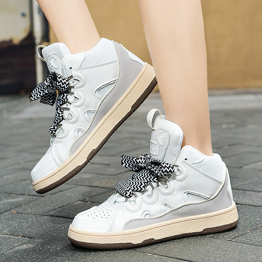 Damen Sportliche High-Top Sneakers mit innovativem Mehrfarbigem Schnürsystem R&B