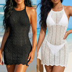 Damen gehäkeltes Strandkleid mit modischem V-Ausschnitt R&B