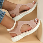 Damen Komfortable Sandaletten mit atmungsaktivem Strickdesign und flexibler Sohle R&B