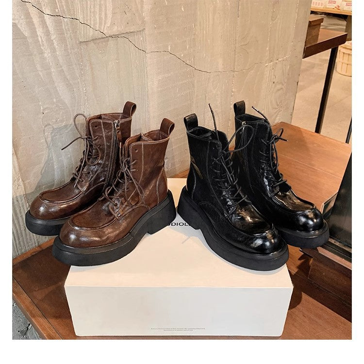 Damen Schnürstiefel mit robustem Blockabsatz und wärmendem Innenfutter