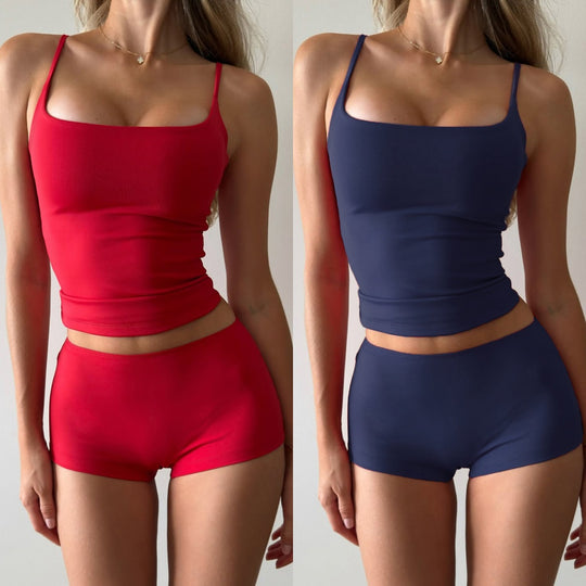 Damen bequemes Tanktop und Shorts-Set R&B