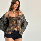 Damen Nostalgiisches Karo-Trägertop mit Rüschendetails R&B