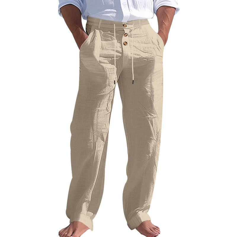 Herren lässige Hose mit hohem Bund und bequemen Taschen R&B
