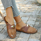 Damen elegante Slingback-Ballerinas mit eingewR&Btem Netzdesign und glänzendem Akzent R&B