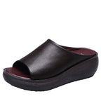 Damen Wedge-Pantoletten aus hochwertigem Leder R&B
