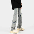 Herren modische Ripped Denim-Jeans im lässigen Schnitt mit asymmetrischem Design