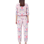 Damen Loungewear Set mit farbenfrohen geometrischen Mustern und elastischem Bund R&B