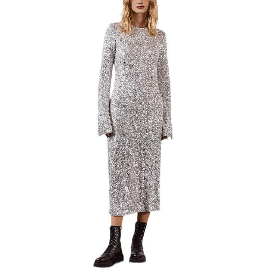 Damen Glitzerndes Langarmkleid R&B