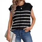 Damen lässiges gestreiftes Strickoberteil R&B
