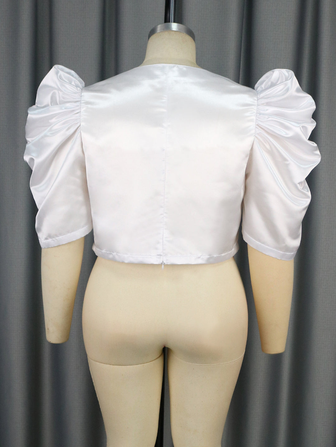 Damen elegantes Kurzarmtop mit voluminösen Puffärmeln R&B