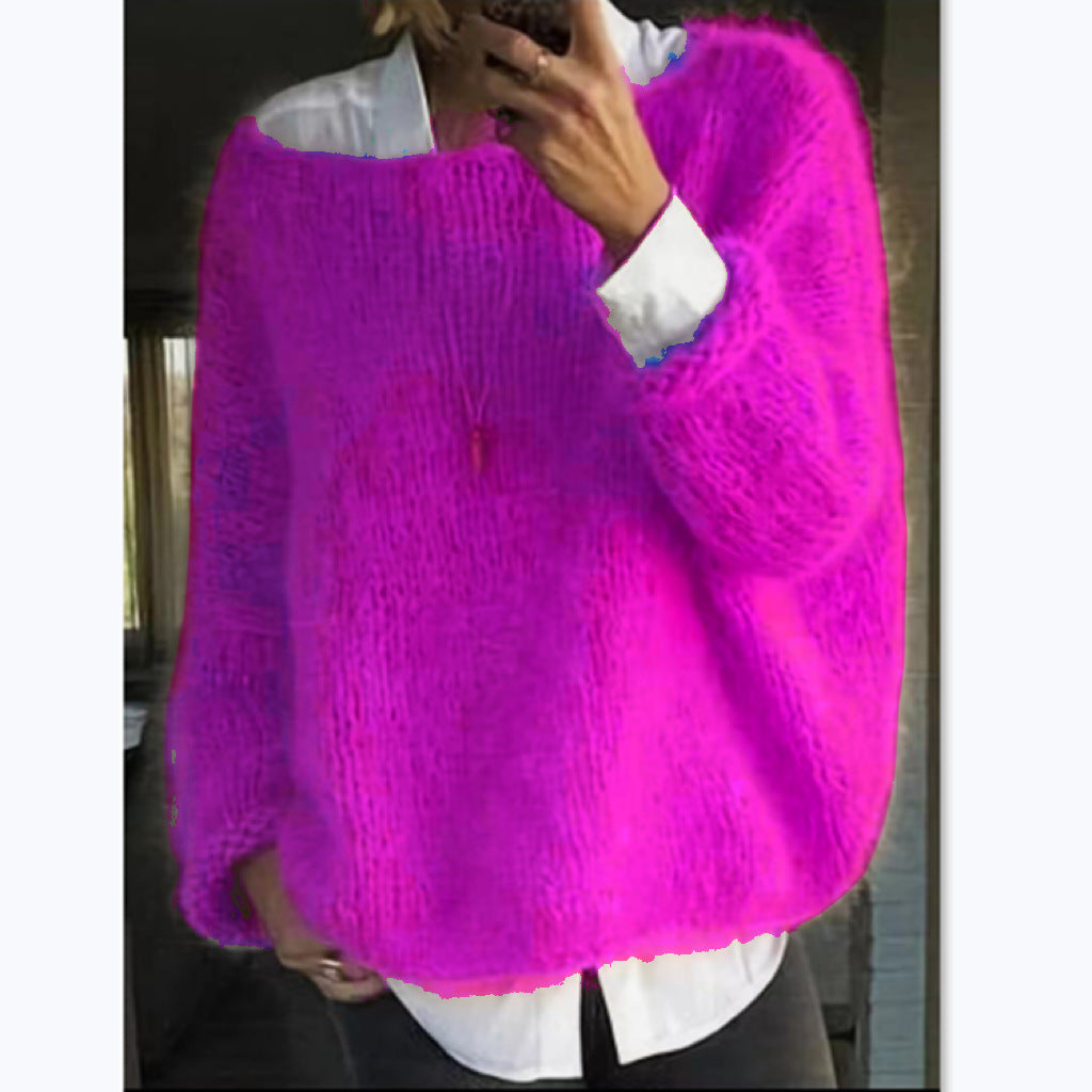 Damen Kuscheliger Oversized Pullover mit U-Boot-Ausschnitt R&B
