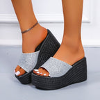 Damen Wedge-Pantoletten mit funkelndem Glamour-Design R&B
