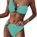 Damen Stilvoller Triangel-Bikini mit goldenen Details R&B