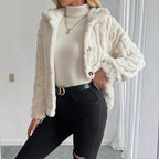 Damen Kuschelige Strickjacke mit Knöpfen und Kapuze R&B