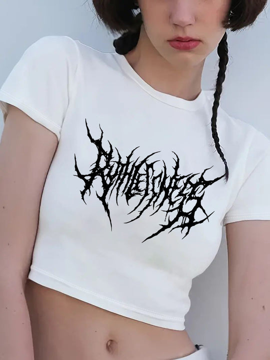 Damen Crop-T-Shirt mit verspieltem Kirschmotiv und elegantem Schleifenprint R&B