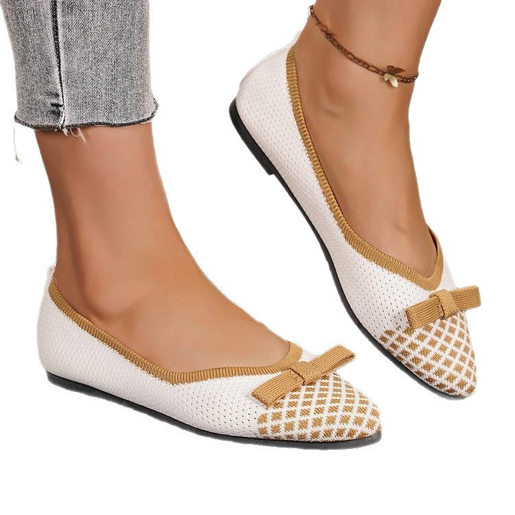 Damen Ballerinas mit zarter Schleifenverzierung und luftiger Oberflächenstruktur R&B