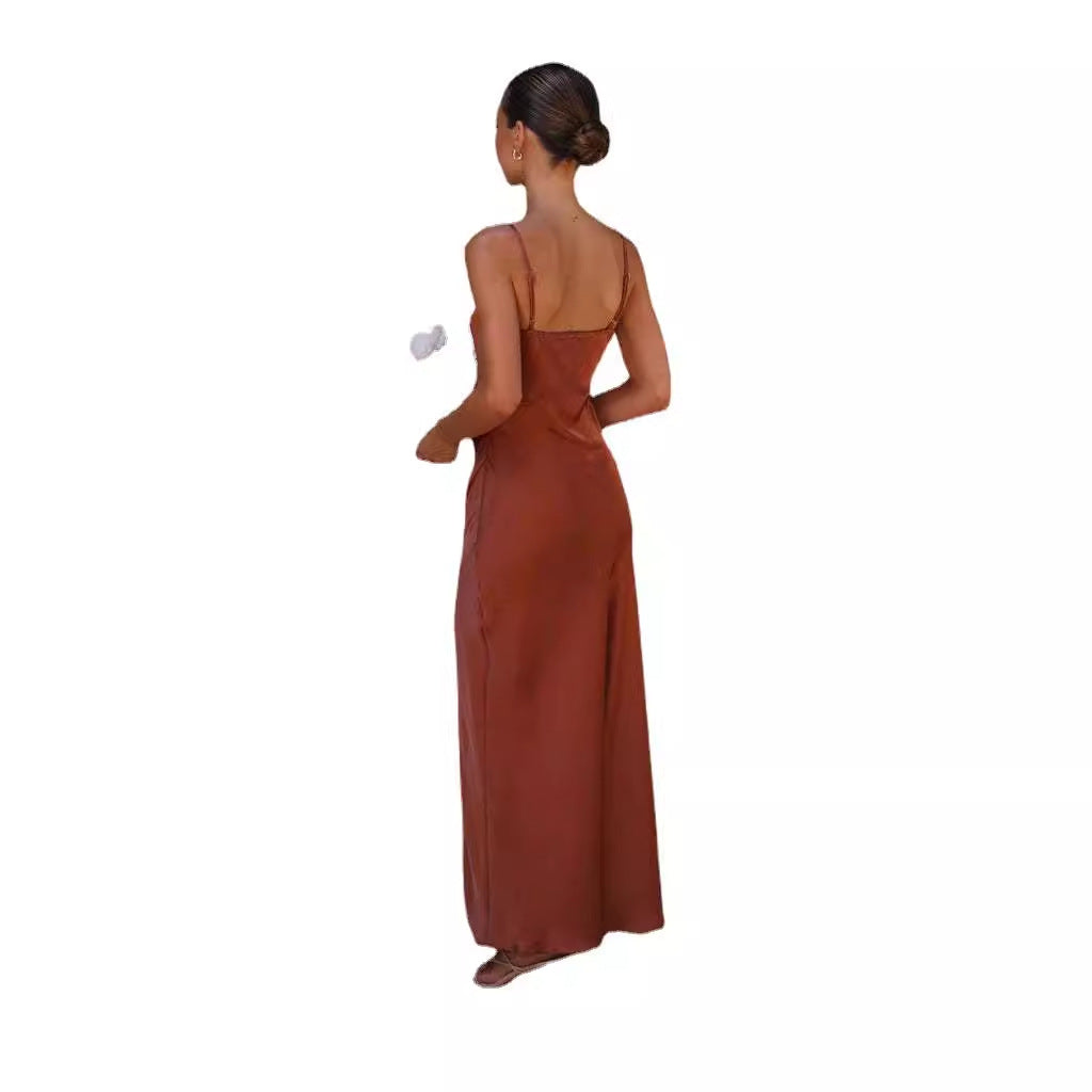 Damen Elegantes Maxikleid mit schmalem Schnitt und seitlichem Schlitz R&B