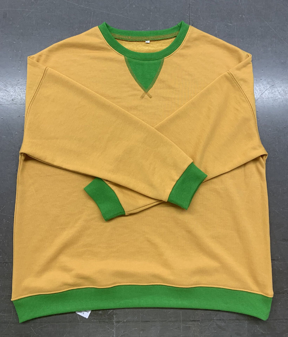 Damen lässiges Sweatshirt mit V-Ausschnitt und Kontrastbündchen R&B