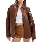 Damen Kunstlederjacke mit lässigem Schnitt und praktischen Reißverschlusstaschen R&B