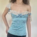 Damen Spaghetti-Trägertop mit floralen Akzenten und Rüschendetails R&B