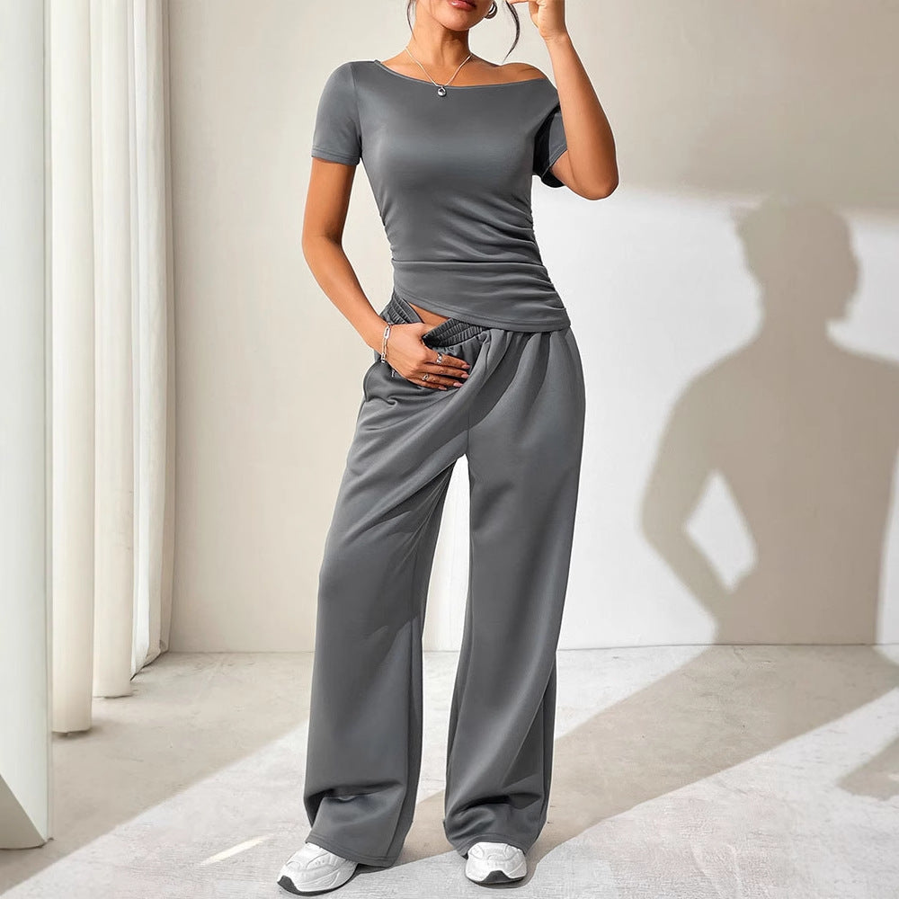 Damen Jumpsuit mit asymmetrischem Schnitt und weit geschnittenem Bein R&B
