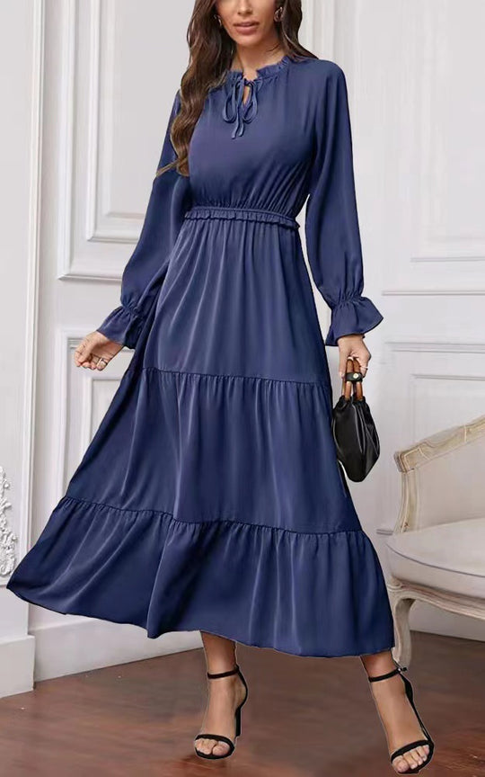 Damen Maxikleid mit voluminösen Ärmel- und Rüschendetails R&B