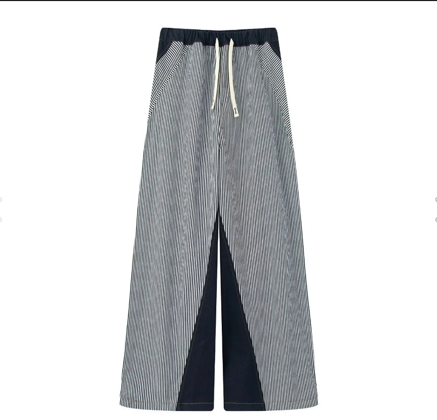 Damen Elegante und lässige Palazzohose mit gestreiftem Design R&B