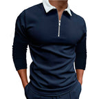 Herren sportlicher Pullover mit 1/4 Reißverschluss und kontrastierendem Kragen R&B