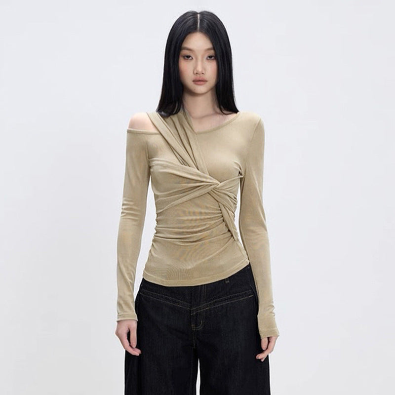 Damen Raffiniertes Longsleeve Shirt mit asymmetrischem Design R&B