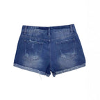 Damen Modische Destroyed Denim-Shorts mit floralem Design R&B