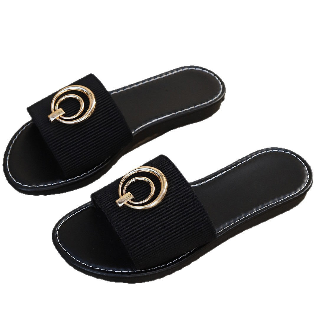 Damen Modische Slipper mit elegantem Metall-Detail und komfortablem Fußbett R&B