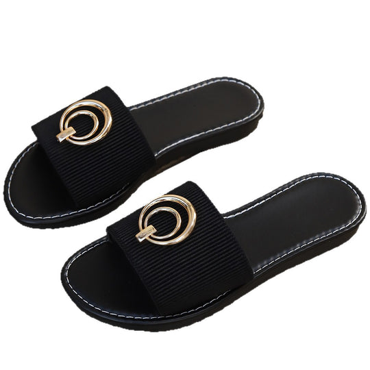 Damen Modische Slipper mit elegantem Metall-Detail und komfortablem Fußbett R&B