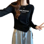 Damen Langarmshirt mit kreativem Druck und lässigem Schnitt