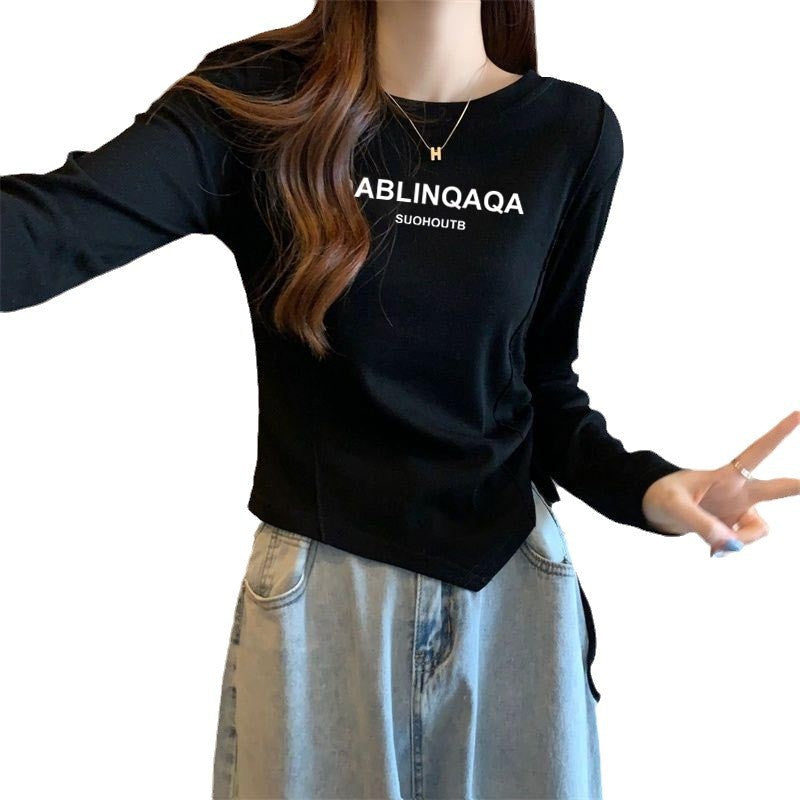 Damen Langarmshirt mit kreativem Druck und lässigem Schnitt