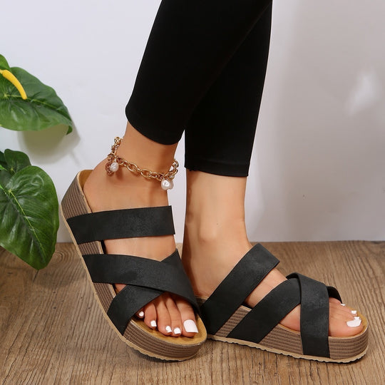 Damen modische Wedge-Sandalen mit geflochtenem Design und komfortabler Innensohle R&B