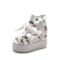 Damen Wedge-Sandaletten mit modischem Floral-Design und elastischen Riemen R&B