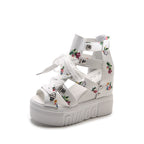 Damen Wedge-Sandaletten mit modischem Floral-Design und elastischen Riemen R&B