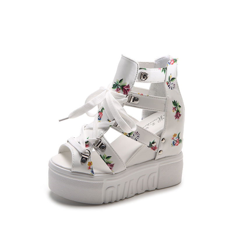 Damen Wedge-Sandaletten mit modischem Floral-Design und elastischen Riemen R&B