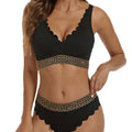 Damen Bikini mit dekorativem Wellenmuster R&B