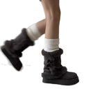Damen kuschelige Winterstiefel mit modischer Fellverzierung R&B