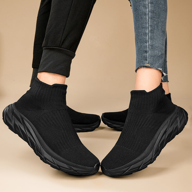 Damen Sportliche Knöchelsneaker mit elastischem Strickoberteil und rutschfester Sohle