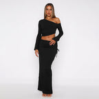 Damen Maxi-Kleid mit asymmetrischem Schnitt und eleganter Raffung R&B